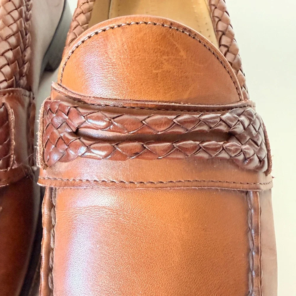 Allen Edmonds Mens Newcomb Brown‎ Leather Braided Penny Loafers 45480 USA 9.5D